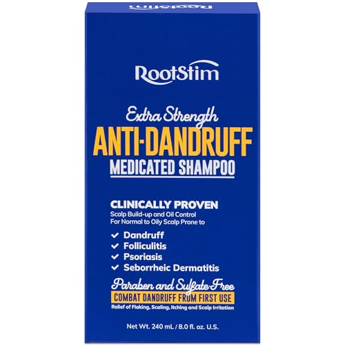RootStim Anti-Dandruff Shampoo for Seborrheic Dermatitis and Folliculitis: Anti-Fungal Medicated Shampoo for Scalp Problems - Psoriasis Itchy and Oily Scalp Relief for Men & Women Sulfate Free