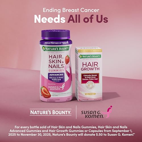 Nature's Bounty Optimal Solutions Advanced Hair, Skin, Nails, 2X Biotin, 80 Strawberry Gummies, 40 Total Servings
