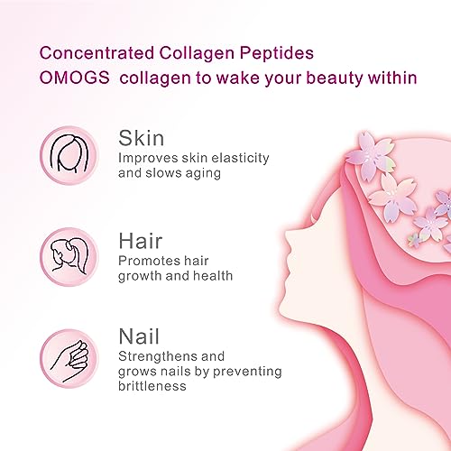 OMOGS Collagen Peptides Powder, with Prebiotics & Cranberry Extract -Hydrolyzed Collagen Peptides Support Hair, Skin, Nail, Joint & Digestive Health, Grass Fed, Non-GMO, for Women & Men