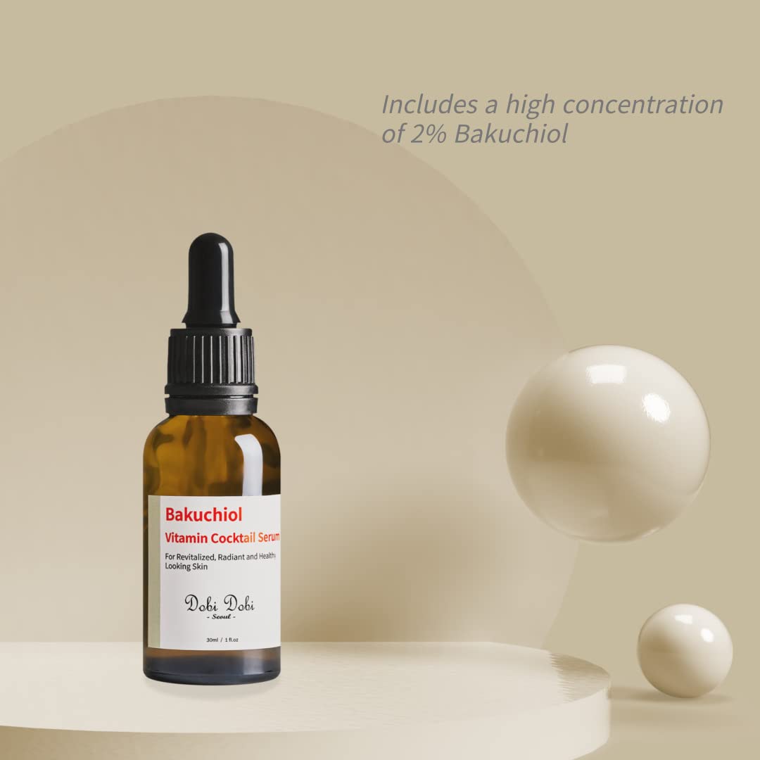 Dobi Dobi Seoul Bakuchiol Vitamin Cocktail Serum Essence Hydrating Serum for Face Korean skin care cosmetics, 1fl.oz 30ml