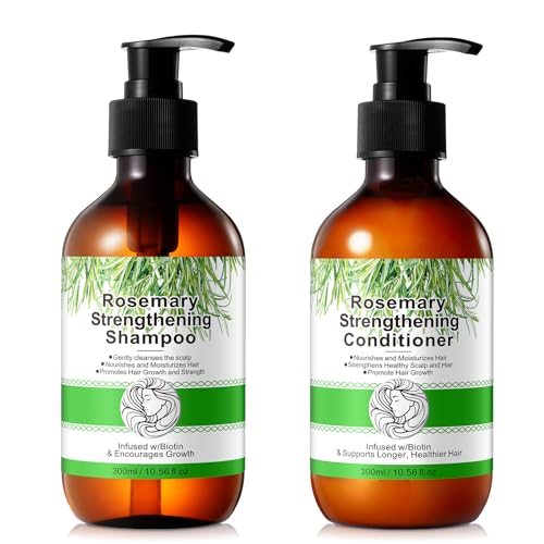 Rosemary Mint Shampoo and Conditioner set Infused with Biotin Promotes Hair Growth & Scalp Health, Strengthen Weak and Brittle Hair for All Hair Types