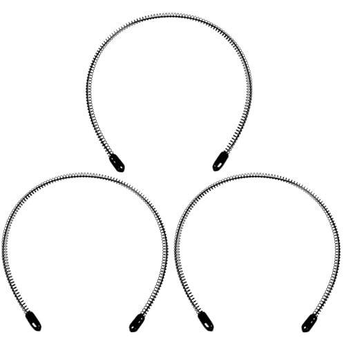 KELUBATU Mens Metal Headband, Unisex Black Headbands for Women, Hair Bands for Women's Hair, Adjustable Metal Headband For Outdoor Sports And Daily Wear. (3 Pcs)
