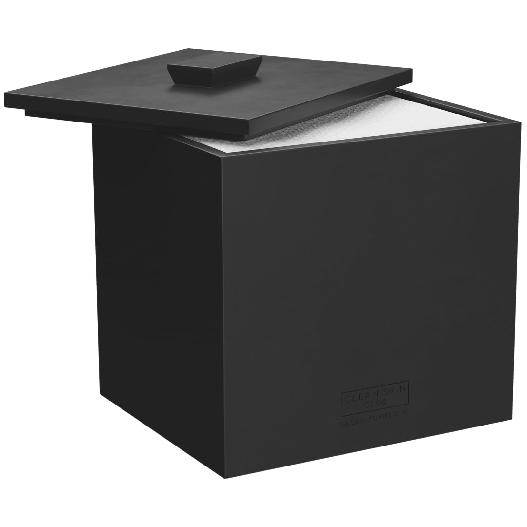 CLEAN SKIN CLUB Cement Box for 50 Disposable Clean Towels XL (Towels NOT Included), Concrete Container for Face Towelettes Bathroom Counter Storage, Cleansing Facial Dry Wipes - Matte Onyx