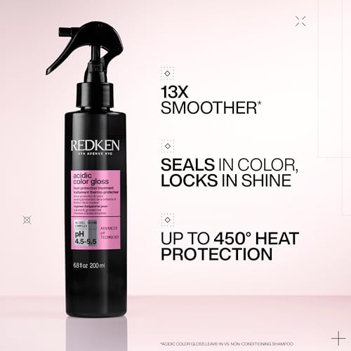 Redken Acidic Color Gloss Heat Protection Leave-In Treatment Spray For Color-Treated Hair | With Heat Protection for Styling and Blow Drying | Conditions and Adds Shine