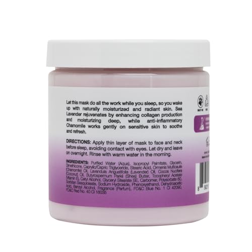 Vitamins and Sea Beauty, Hydrating Moisturizing Night Face Mask, Relaxing Overnight Facial with Sea Lavender and Chamomile, Skincare for All Skin Types, 8.5 Fl Oz