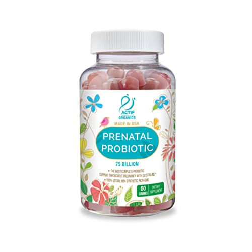 ACTIF Prenatal Probiotic Maximum Strength with 75 Billion CFU and 20 Strains, Immunity and Gut Support, Zero Nausea Formula - Made in The USA, 60 Gummies, Strawberry Flavor