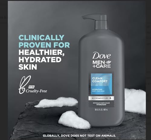 Dove Men+Care Body and Face Wash Hydrating Clean Comfort Body Wash for Men with 24-Hour Nourishing Micromoisture Technology, 30 oz. 2pack