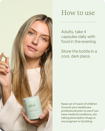 divi Hair Vitamins for Women and Men - Made with Clean and Science-Backed Ingredients to Nourish Hair & Scalp - Encourage Healthier Looking Hair - 30 Day Supply, 120 Count