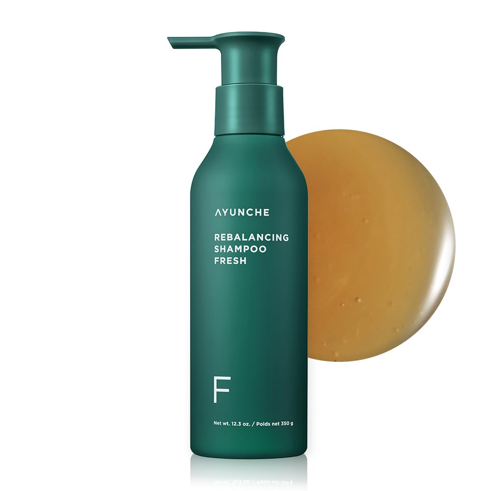 AYUNCHE Rebalancing Shampoo Fresh 11.8oz [For Oily Scalp] | Cleanse Excess Sebum & Oiliness | Strengthen and Protect Hair Roots | Anti-Hair Loss and Anti-Thinning Shampoo | Korean Salon Brand