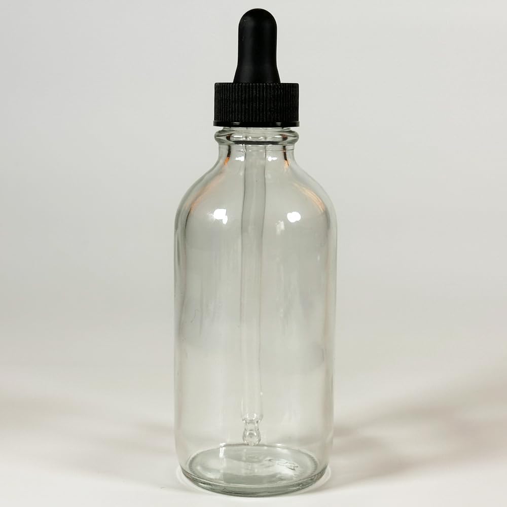 PIPIBA Round Drip Tip Glass Eye Droppers, 6Pack 4oz (120ml) Round . Essential Oil Glass Bottle. For Lab Bottles (Clear)