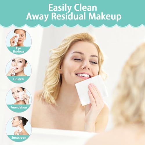HOMEXCEL Face Towels, Disposable Face Towelette, Biodegradable Makeup Remover Dry Wipes 50 Count, Super Soft Clean Facial Towels Wash Cloth for Sensitive Skin