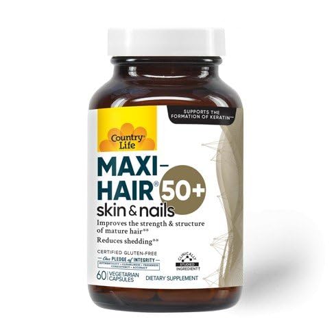 Country Life® Maxi-Hair® 50+ - Certified Gluten Free – Supports Healthy Hair Growth - Reduction in Age-Related Hair Loss and Less Shedding*