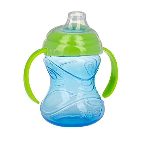 Nuby Clik-It Grip N' Sip Soft Spout No-Spill Training Sippy Cup with Handles - (3-Pack) 10 oz - 4+ Months - Blue/Green/Red