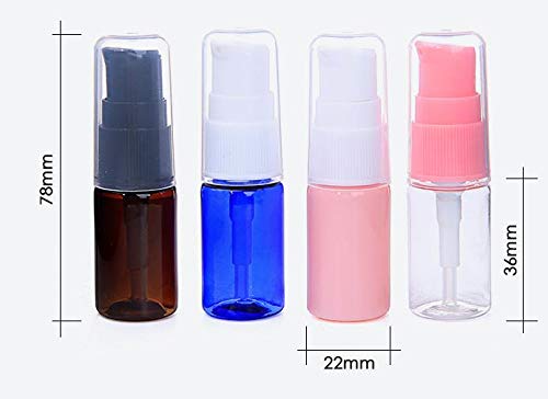12PCS 10ML 0.3OZ Brown Empty Plastic Lotion Pump Bottle with Transparent Cap Sample Jar Refillable Portable Durable Cosmetic Container Shampoo Emulsion Holder for Vacation Travel Daily Life