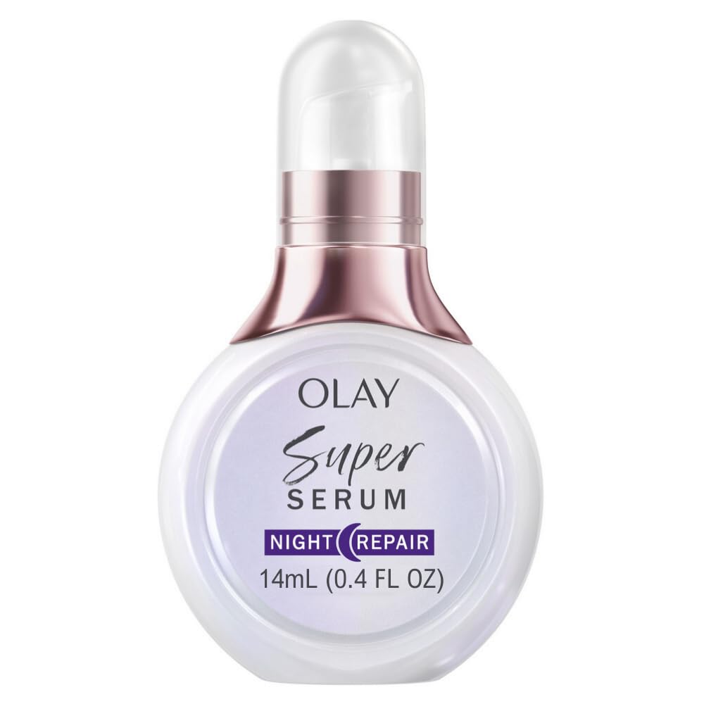 Olay Super Serum Night Repair for Face, Trial Size - Niacinamide, Peptide, Salicylic & Lactic Acid, Glycerin - Anti-Wrinkle, Dark Spot Reduction, Smooths Fine Lines, Skin Surface Renewal, 0.5 Oz