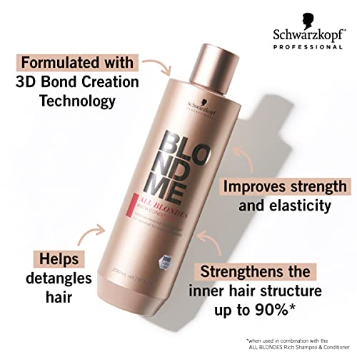 BLONDME All Blondes Rich Conditioner – Nourishing Daily Treatment – Strength, Elasticity and Shine for Normal to Coarse Color Treated and Natural Blonde Hair, 1000 ml