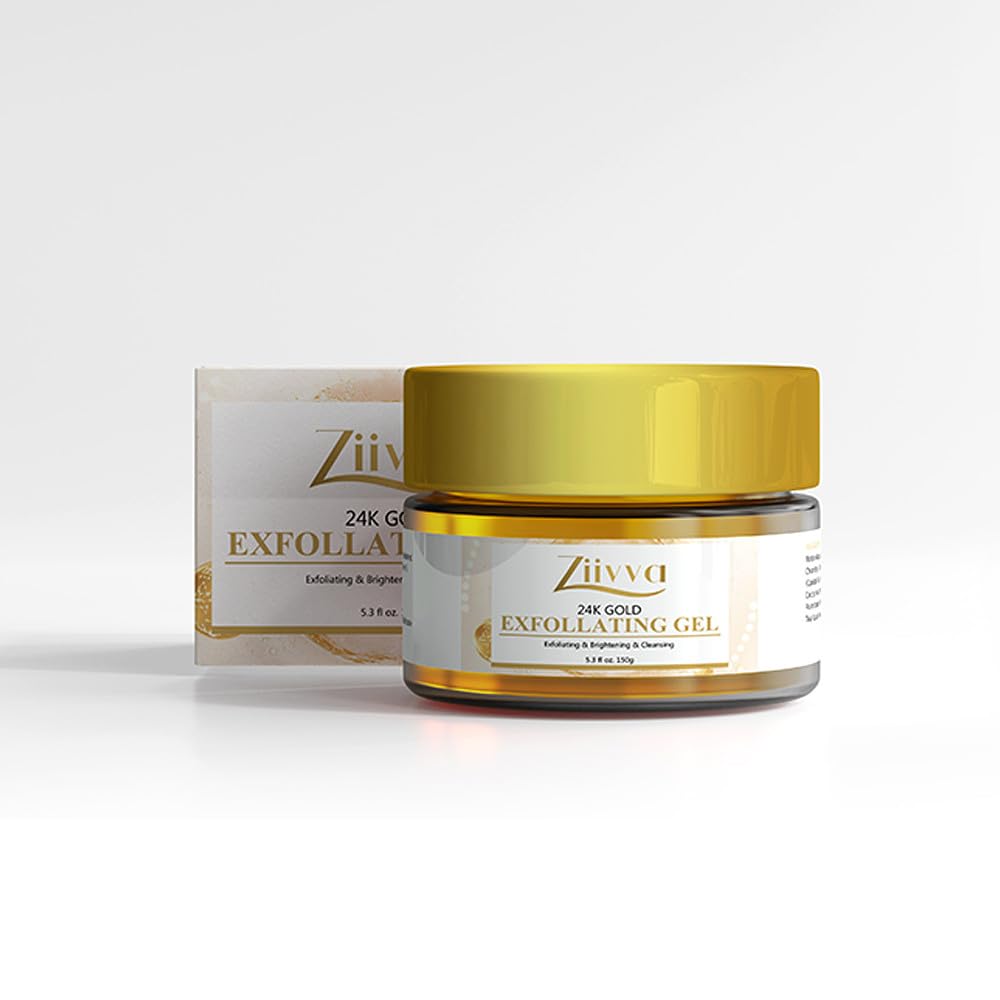 ZIIVVA 24K Gold Exfoliating Gel - Face Scrub & Body Peeling - 100% Pure Gold Face Scrub & Exfoliator - Skin Care Facial, Exfoliating Gel for Dark Spots - Gentle Scrubber Wash