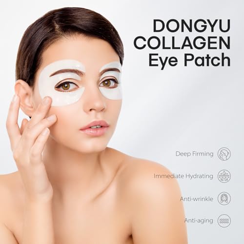 Dongyu Collagen Under Eye Patches: Real Collagen Overnight Eye Gels Mask With Caffeine Peptides Niacinamide - Dark Circles Puffiness Eye Bags Improvement - Wrinkles Smile Line Skincare Pads - 6 Pairs