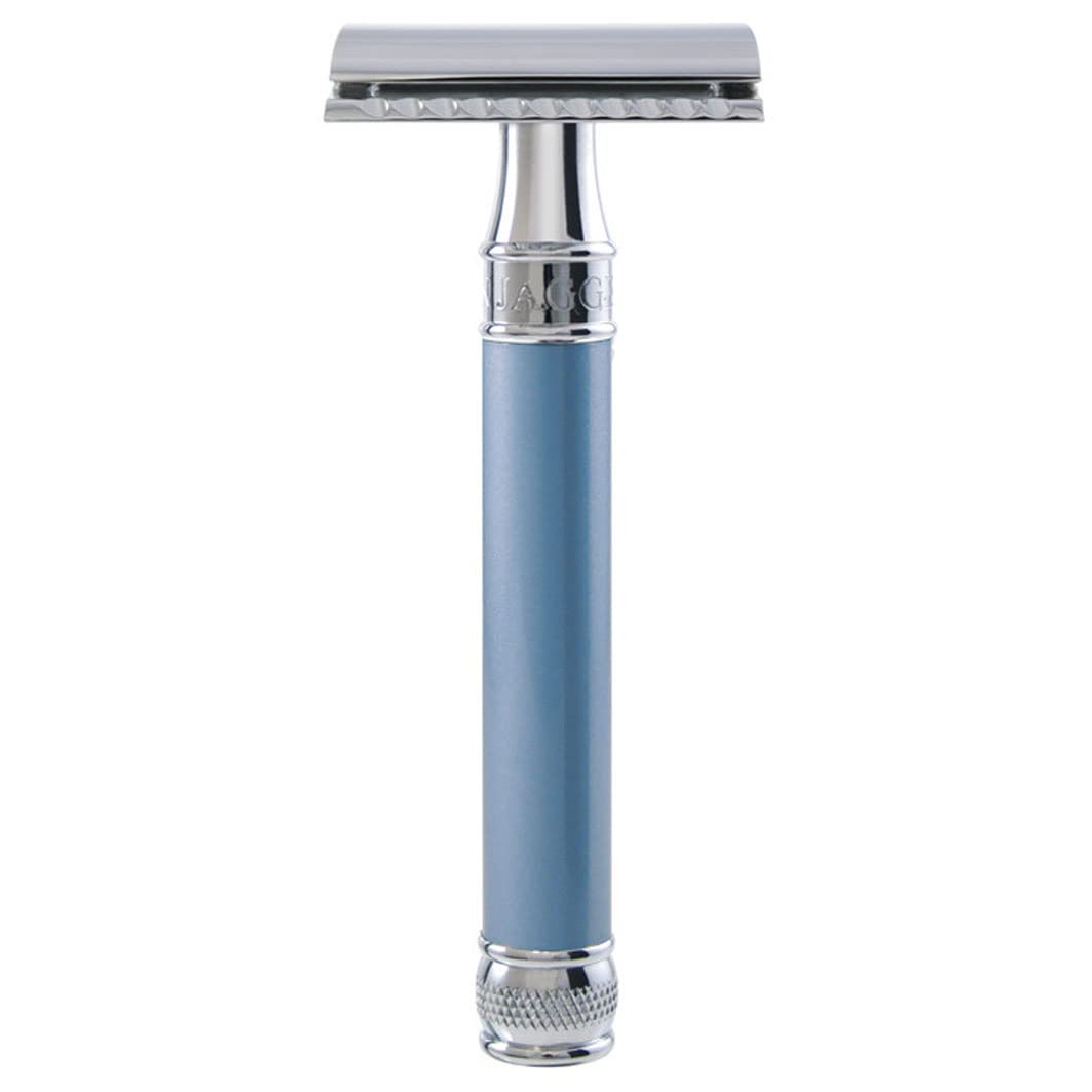 Edwin Jagger Long Handle, Blue: Double Edge Safety Razor, Long Handle, Blue