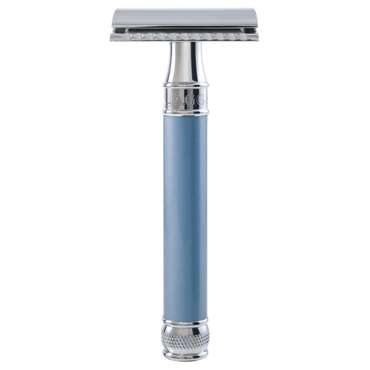 Edwin Jagger Long Handle, Blue: Double Edge Safety Razor, Long Handle, Blue