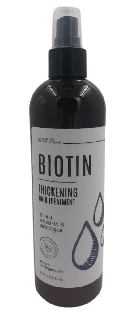 Custom Nature 100% Pure Biotin Thickening Hair Treatment 10-in-1 Leave In & Detangler - 12 fl. oz.
