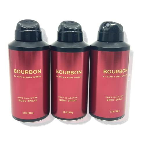 Bath & Body Works Bourbon Body Spray 3.7oz - pack of 3 - Men’s Collection Body Spray for Men