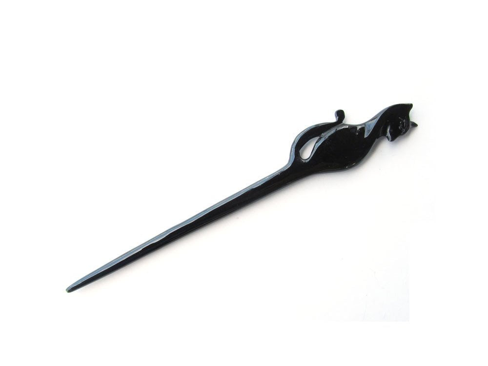 Marycrafts Black Cat Hair Stick, Hairstick, Hair Pin, Hairpin, Hair Accessory, Hair Toy Handmade 7.2