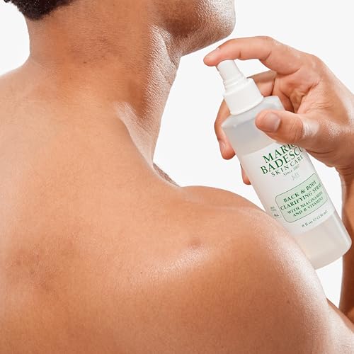 Mario Badescu Back & Body Clarifying Spray – Targets Stubborn Back-Acne and Backne, Rejuvenates Skin with Niacinamide, Zinc-PCA & B Vitamins – Soothes Irritation, Strengthens Skin Barrier, 8 Fl oz
