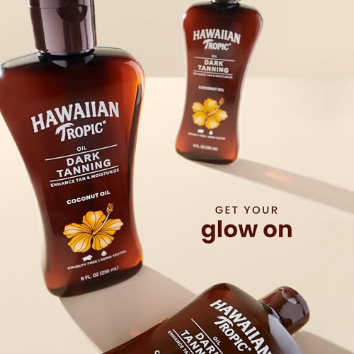 Hawaiian Tropic Dark Tanning Oil, 8oz | Moisturizing Body Oil, Tan Enhancer, Cocoa Butter Oil, Coconut Oil for Skin, Oxybenzone Free, 8oz