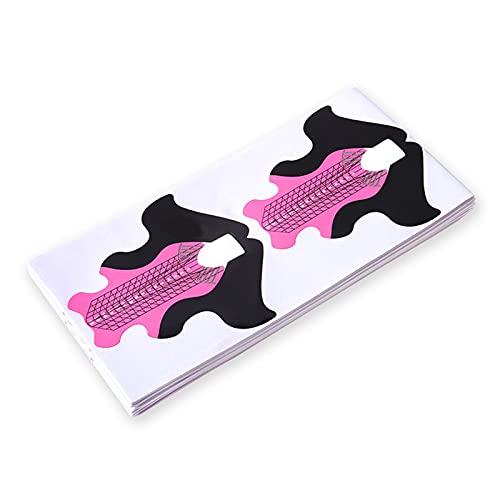 Tvoip 100Pcs/Pack Nail Forms Extension Tips Guide Extension French DIY Tool Fish Acrylic UV Gel Nail Art Tools Builder Sticker Sculpting (Pink)