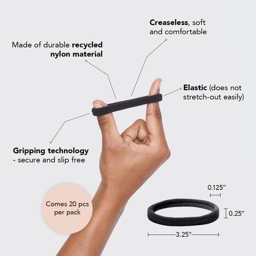 KITSCH Black Nylon Elastics 20 Pc Set, 20 CT