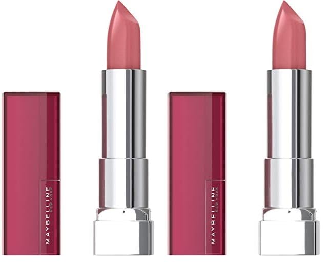 Maybelline Color Sensational Lipstick, Lip Makeup, Cream Finish, Hydrating Lipstick, Flush Punch, Nude Pink 0.15 oz (Pack of 2)