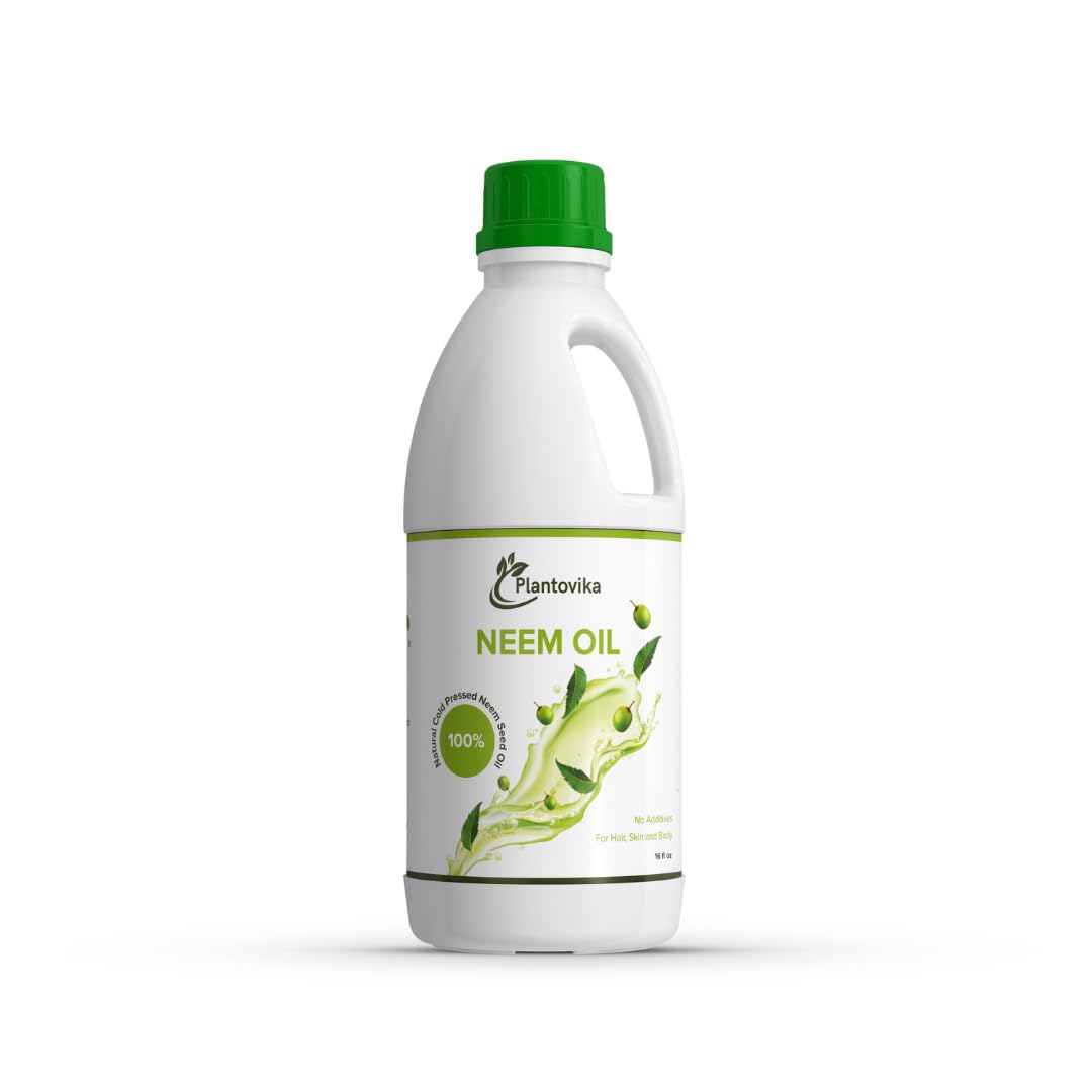 Plantovika Neem Oil, 100% Pure and Cold Pressed, for Skin, Hair, Body, Plants, and Dogs (32, Ounces)