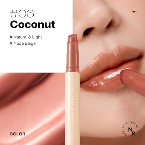 Nature Republic HONEY MELTING LIP (06 COCO) SOFT LIP STICK, Hydrating Gloss, Moisturizing balms, Sheer tint, Shine & Glowy Finish, korean make up