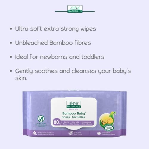 Aleva Naturals Bamboo Baby Wipes - Unscented - 80 ct