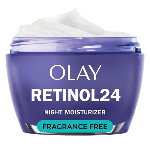 Olay Retinol 24 Face Moisturizer, Anti-Aging Night Cream for Women, Fragrance-Free, Non Greasy - Anti-Wrinkle, Smooth Fine Lines, Tightening, Hydrating Skin Care - Peptides, Glycerin, 1.7 Oz