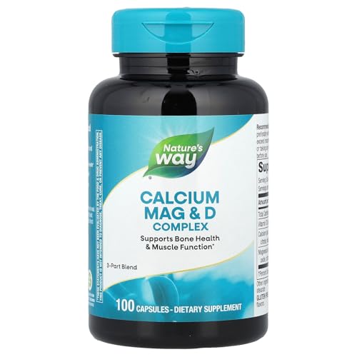 Nature's Way Calcium Magnesium & Vitamin D Complex, Healthy Bones & Teeth, Muscle Function*, Muscle Relaxation,* with Vitamin D3, Gluten free, 100 Capsules (Packaging May Vary)