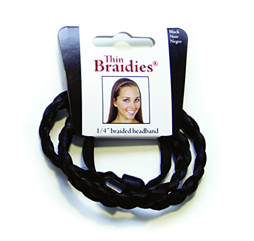 Mia Beauty Thin Braidie Head Band, Black, 0.05 Ounce