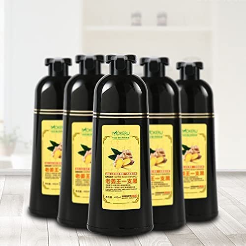 MADAME FIN MOKERU Ginger Black Hair Shampoo Magic 5 minutes natural black hair dye Component Healthier Smell More Fragrant Longer-Lasting Color