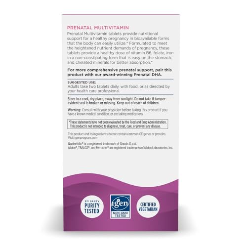 Nordic Naturals Prenatal Multivitamin for Women - Daily Vegetarian Prenatal Vitamins - 22 Essential Nutrients, Including B6, Folate, and Iron - 60 Tablets - 30 Servings