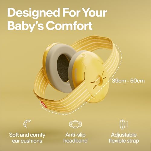 Alpine Muffy Baby Ear Protection for Babies and Toddlers up to 36 Months - CE & ANSI Certified - Noise Reduction Earmuffs - Comfortable Baby Headphones Against Hearing Damage & Improves Sleep - Yellow
