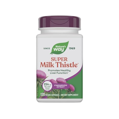 Nature's Way Super Milk Thistle, Promotes Healthy Liver Function*, With Artichoke Leaf, Dandelion Root & Licorice Root Extracts, Milk Thistle Extract, Gluten Free, 120 Capsules (Packaging May Vary)