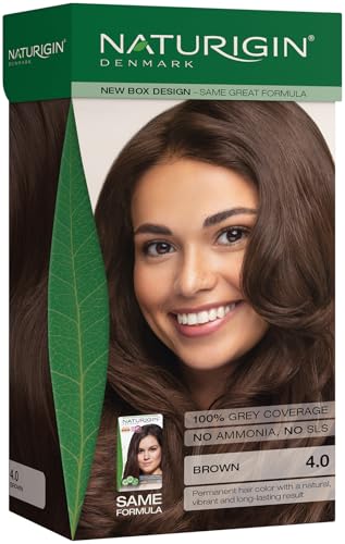 Naturigin Permanent Hair Dye, 4.0 Brown, Ammonia and Paraben Free, up to 100% Gray Hair Coverage, Long Lasting, Vegan, Cruelty Free