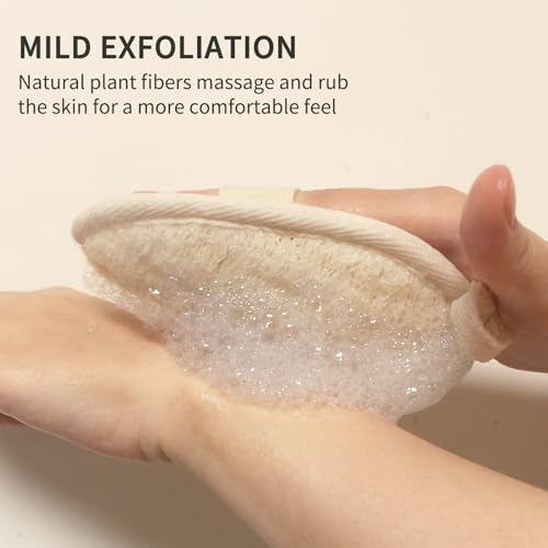 Natural Loofah Exfoliating Body Scrubber Luffa Sponge Pads Lather Well Soft Exfoliator Premium Bath Loofahs 2Pack