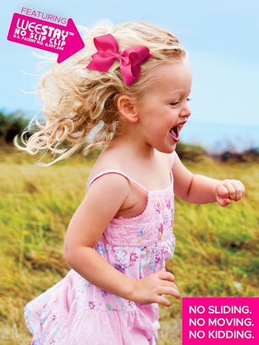 Wee Ones Girls' Plain Wrap Classic Grosgrain Hair Bows on a WeeStay No-Slip Hair Clip, Handmade, Small, Light Orchid