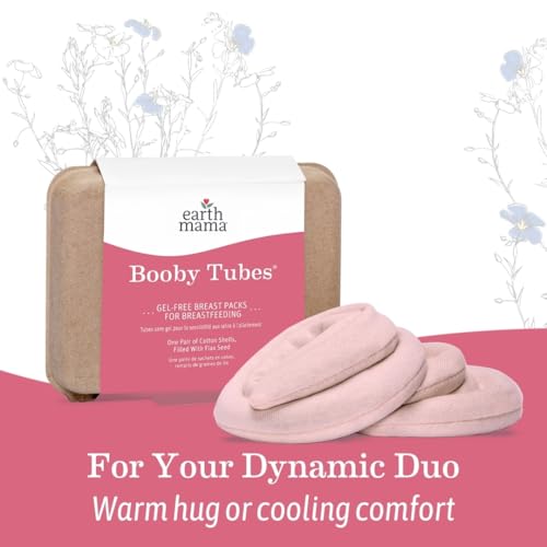 Earth Mama Booby Tubes | Gel-Free Hot & Cold Compress Nursing Packs for Breastfeeding & Tender Breasts, 4.2-Ounce