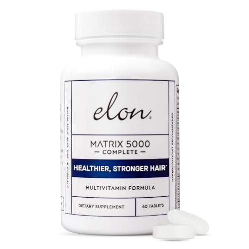 Elon Matrix 5000 Complete Multivitamin — Skin, Hair and Nail Growth Vitamins — Healthy Hair Growth Vitamins for Women & Men — 5000Mcg Biotin Supplement (60 Day Supply)