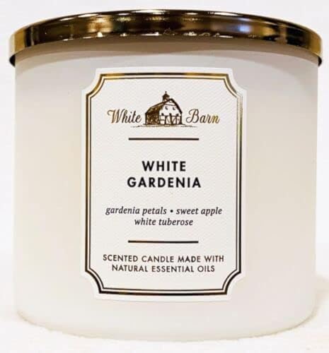 Bath & Body Works, White Barn 3-Wick Candle w/Essential Oils - 14.5 oz - New Core Scents! (White Gardenia)