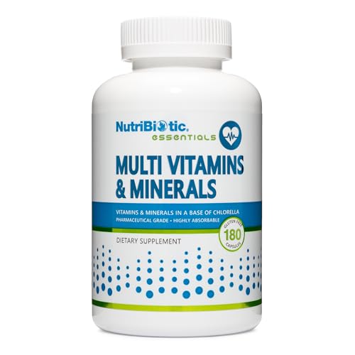 NutriBiotic – Multi Vitamins & Minerals, 180 Ct Capsules (Formerly Hypoallergenic Multiple) | 72 Pure Trace Elements in a Base of Chlorella | Pharmaceutical-Grade & Highly Absorbable | Gluten Free
