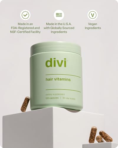 divi Hair Vitamins for Women and Men - Made with Clean and Science-Backed Ingredients to Nourish Hair & Scalp - Encourage Healthier Looking Hair - 30 Day Supply, 120 Count